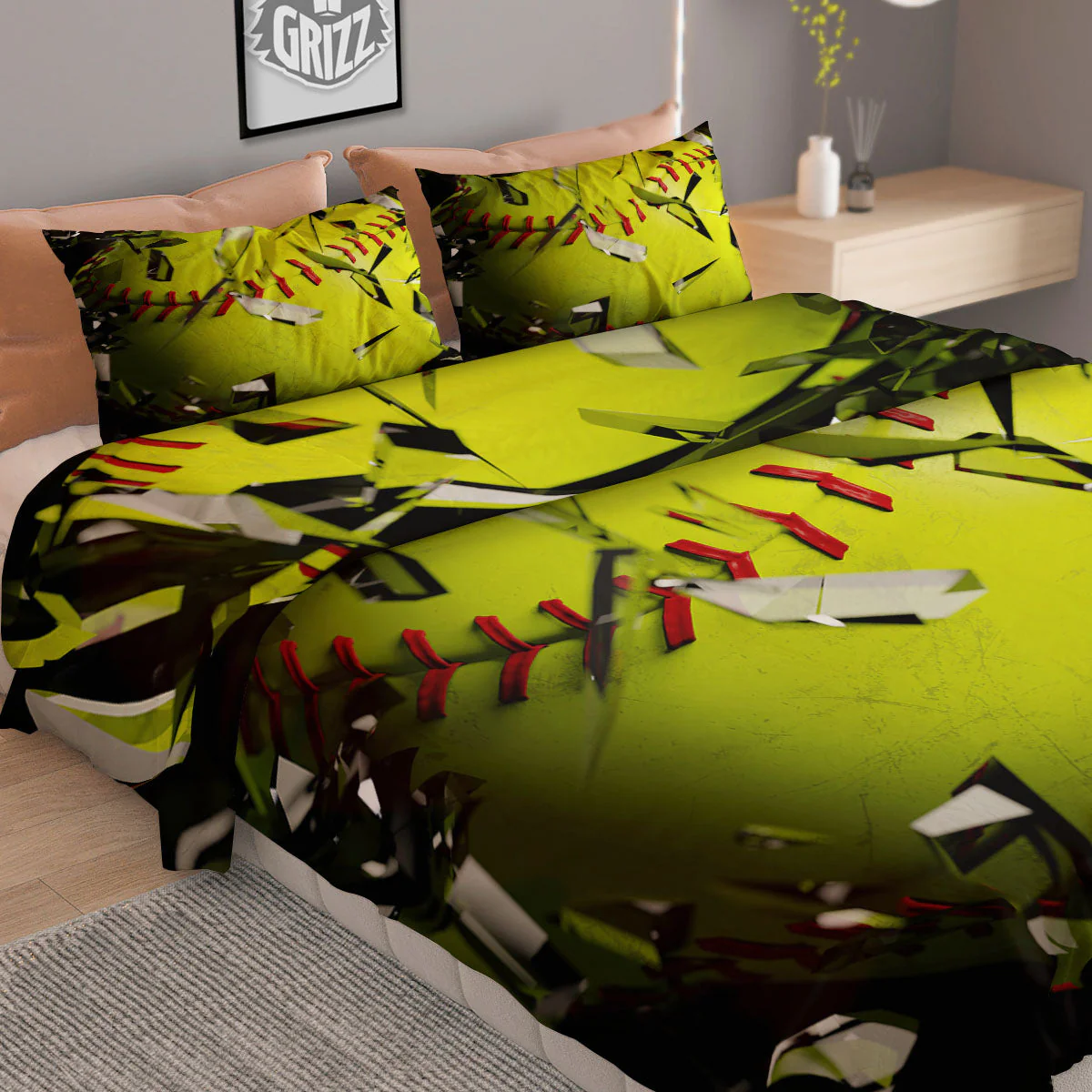 3D Baseballs Print Duvet Cover Bedding Set - Image 2