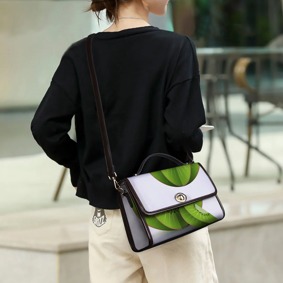 3D Kiwi Print Women's Satchel Bag - Image 3
