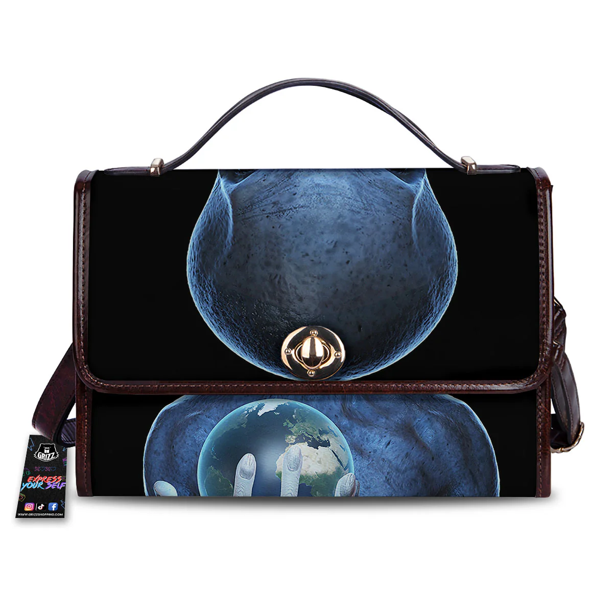 3D Scary Alien Grey Print Women's Satchel Bag
