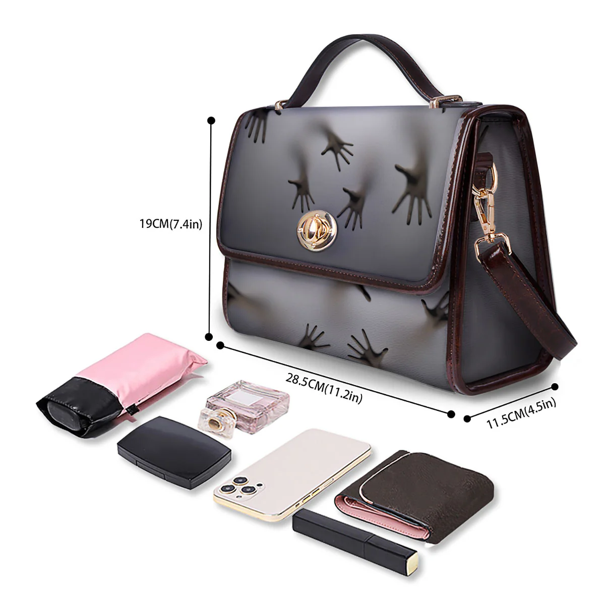 3D Scary Ghost Print Women's Satchel Bag - Image 4