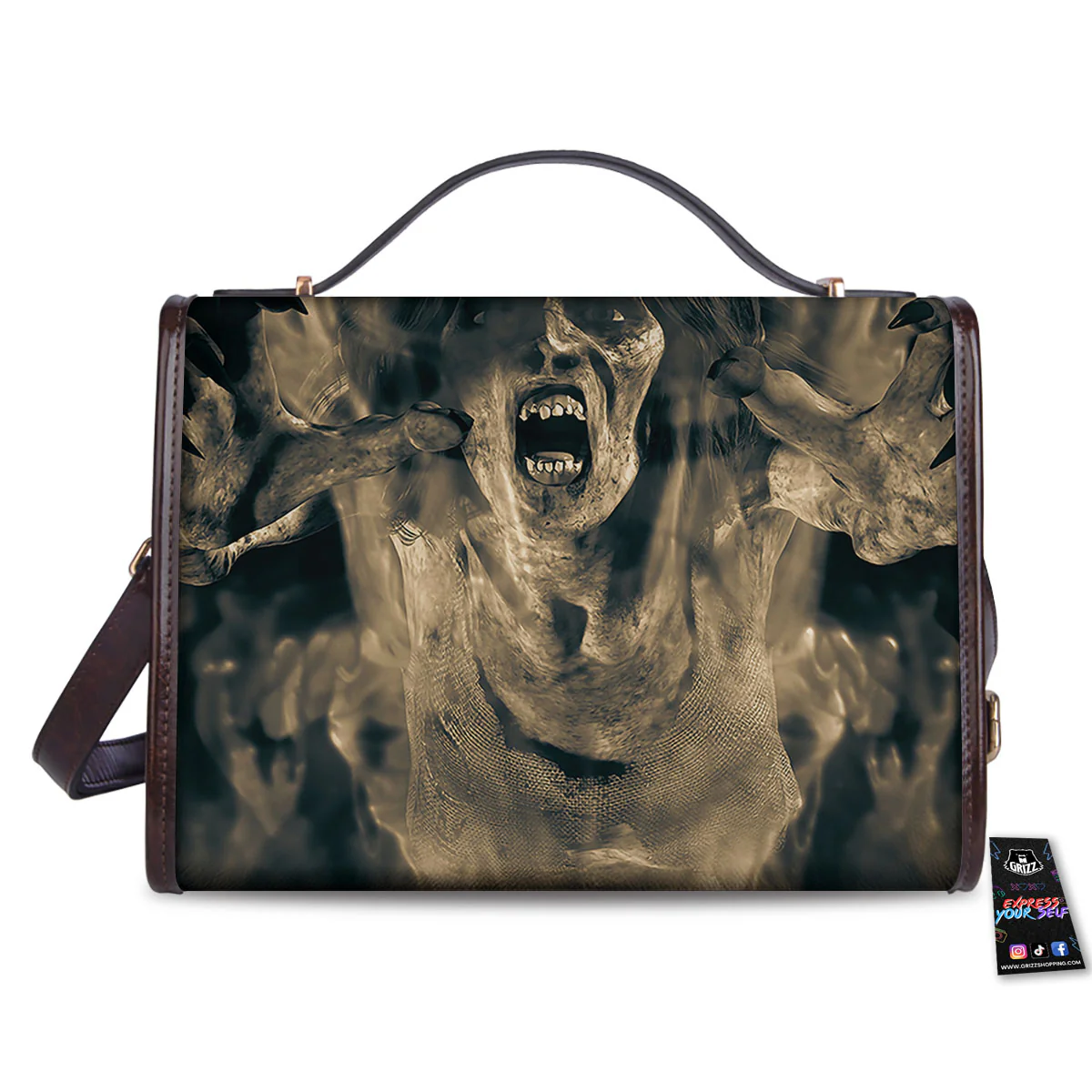 3D Screaming Ghost Horror Print Women's Satchel Bag - Image 2