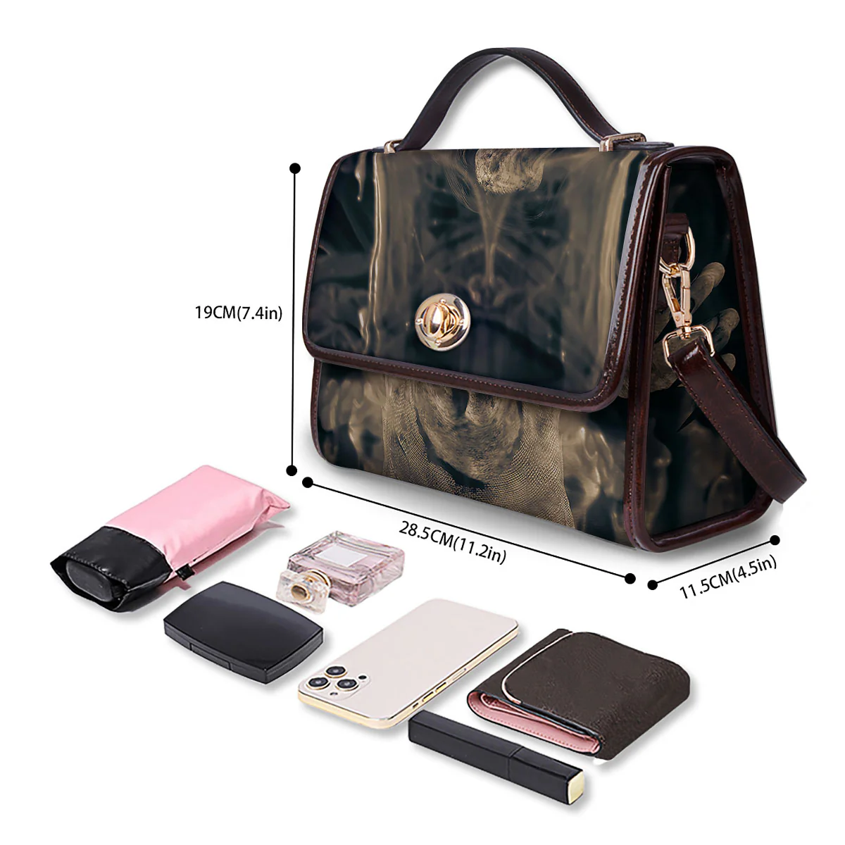 3D Screaming Ghost Horror Print Women's Satchel Bag - Image 4