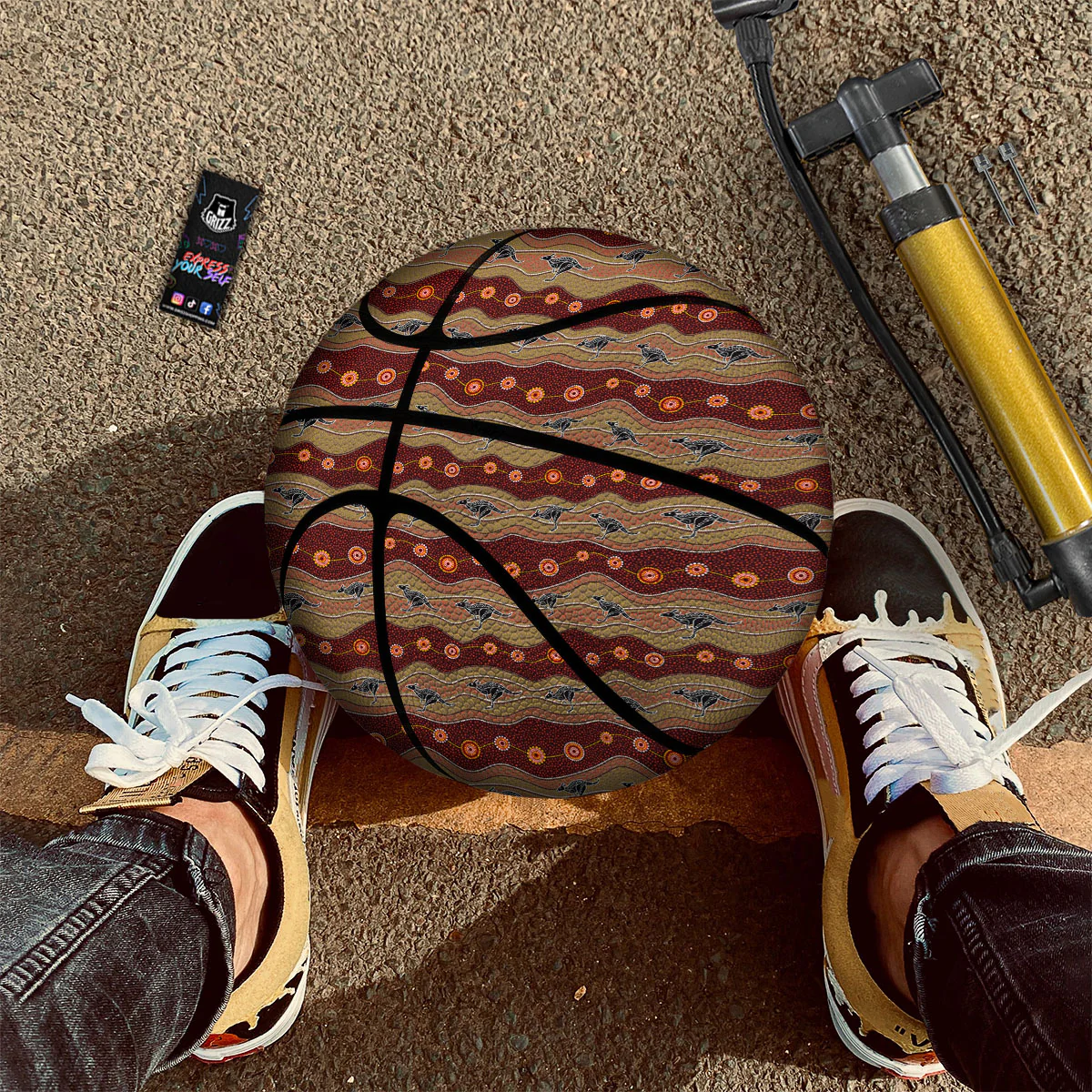 Aboriginal Australian Kangaroo Print Basketball - Image 2