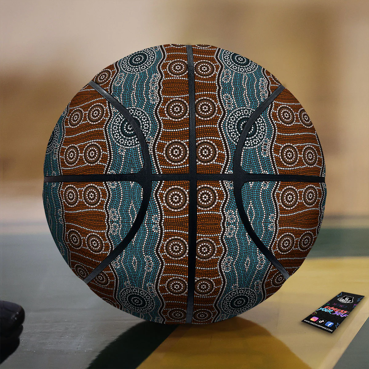 Aboriginal Dot Australia River Print Basketball
