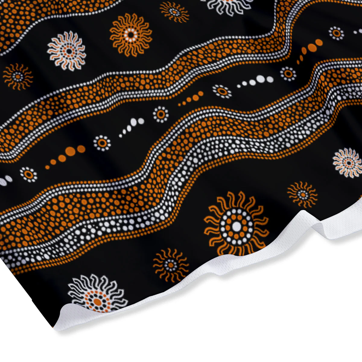 Aboriginal Orange And White Art Print Pattern Mesh Shorts - Image 4