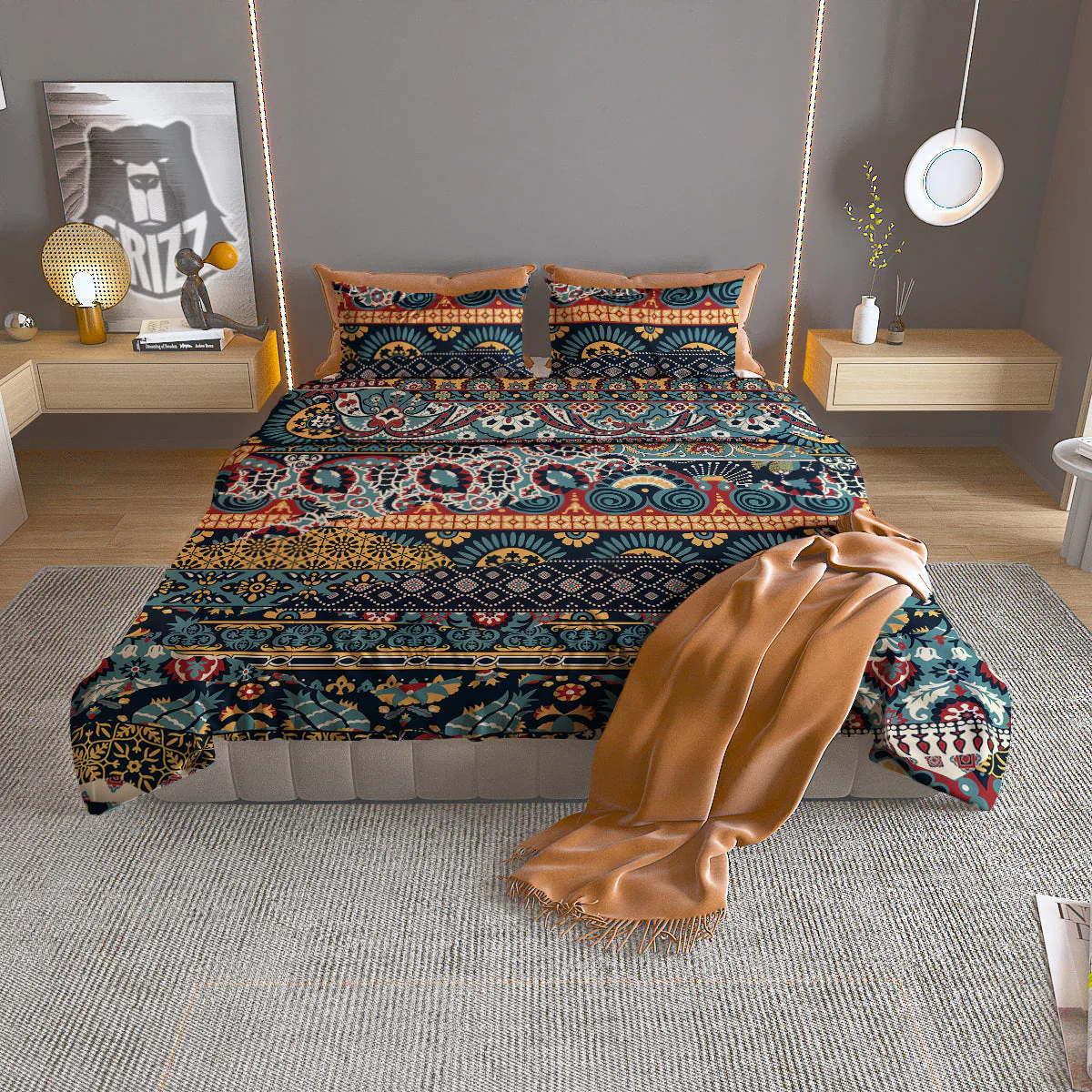 Abstract Arabian Paisley Print Duvet Cover Bedding Set
