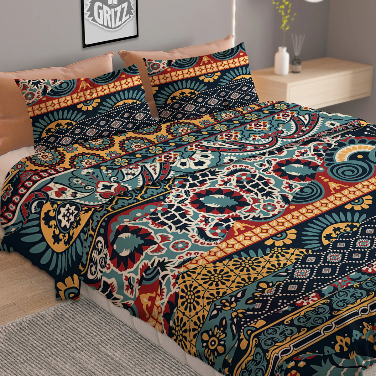 Abstract Arabian Paisley Print Duvet Cover Bedding Set - Image 2