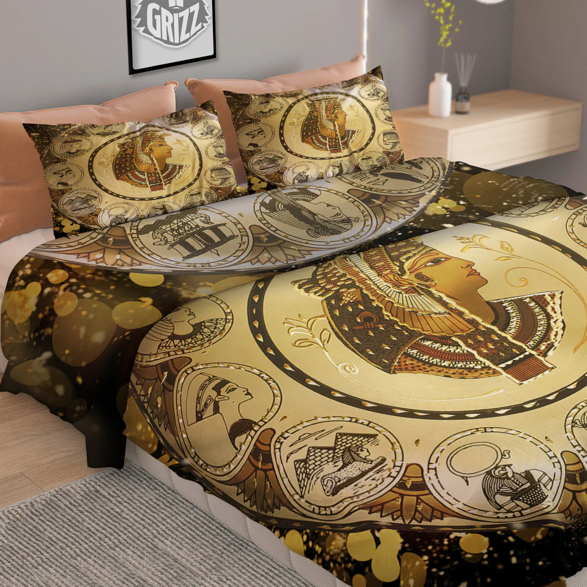 Abstract Cleopatra Print Duvet Cover Bedding Set - Image 2