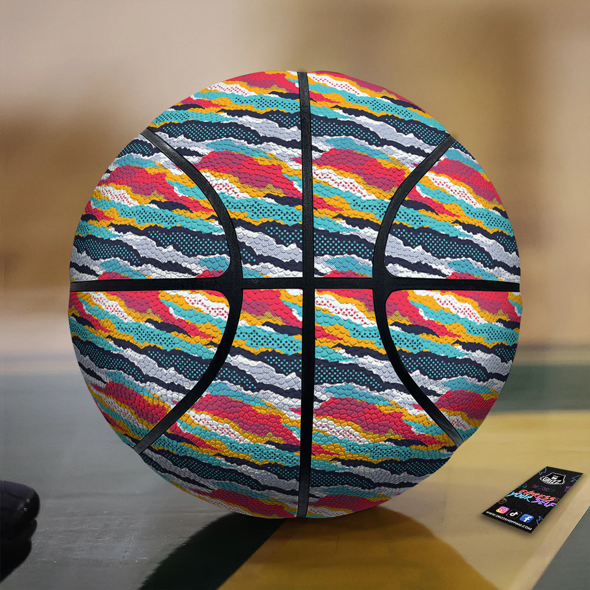 Abstract Colorful And Dot Print Pattern Basketball