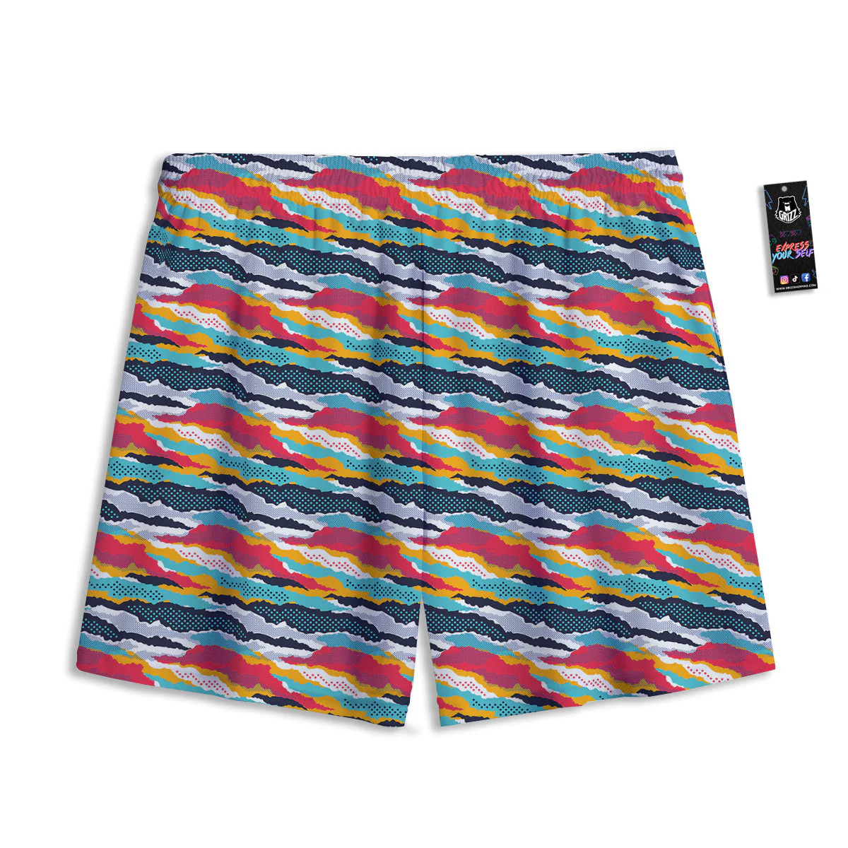 Abstract Colorful And Dot Print Pattern Mesh Shorts - Image 2