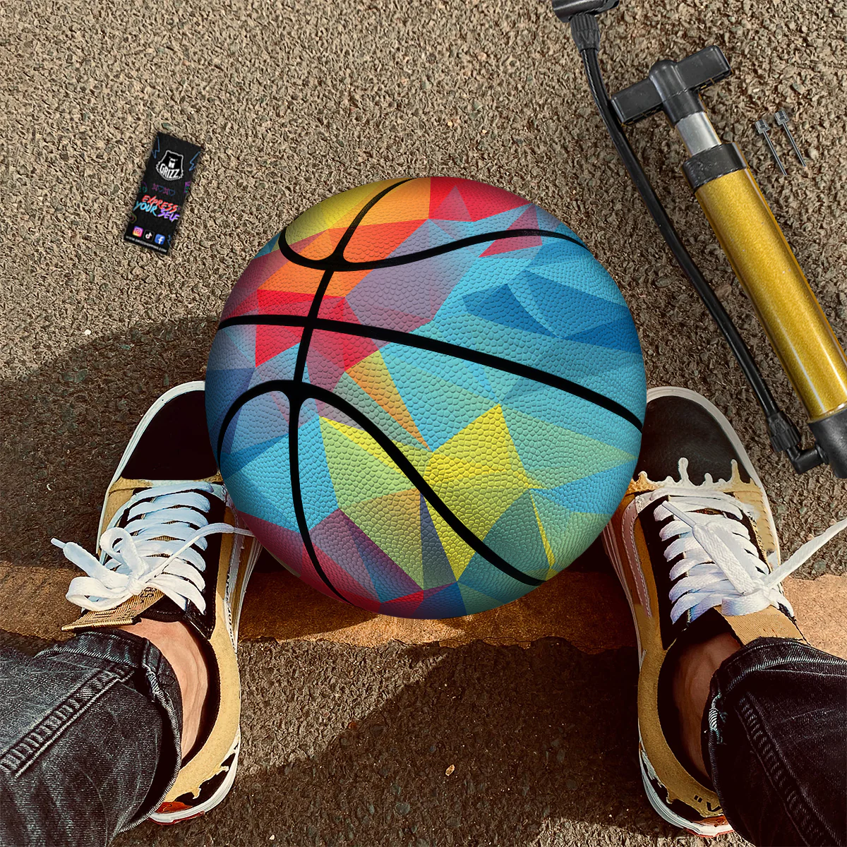 Abstract Colorful Autism Awareness Print Basketball - Image 2