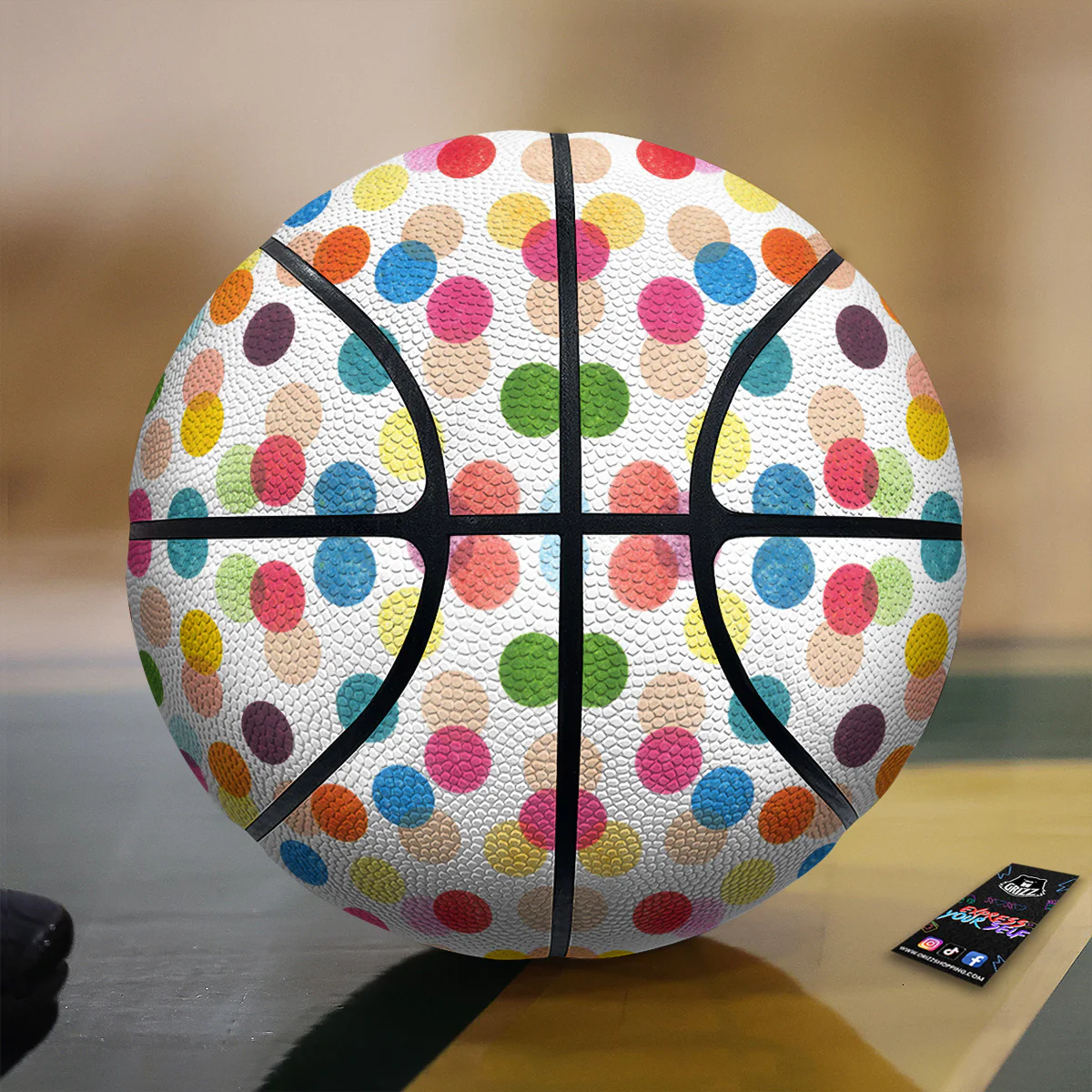 Abstract Colorful Polka Dots Print Pattern Basketball