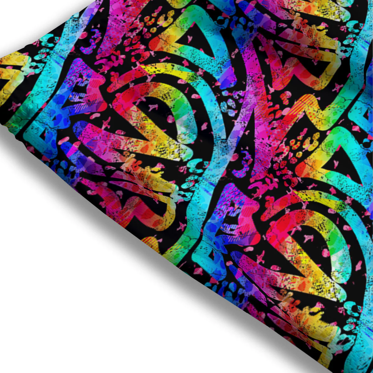 Abstract Graffiti Colorful Paint Print Pattern Mesh Shorts - Image 3
