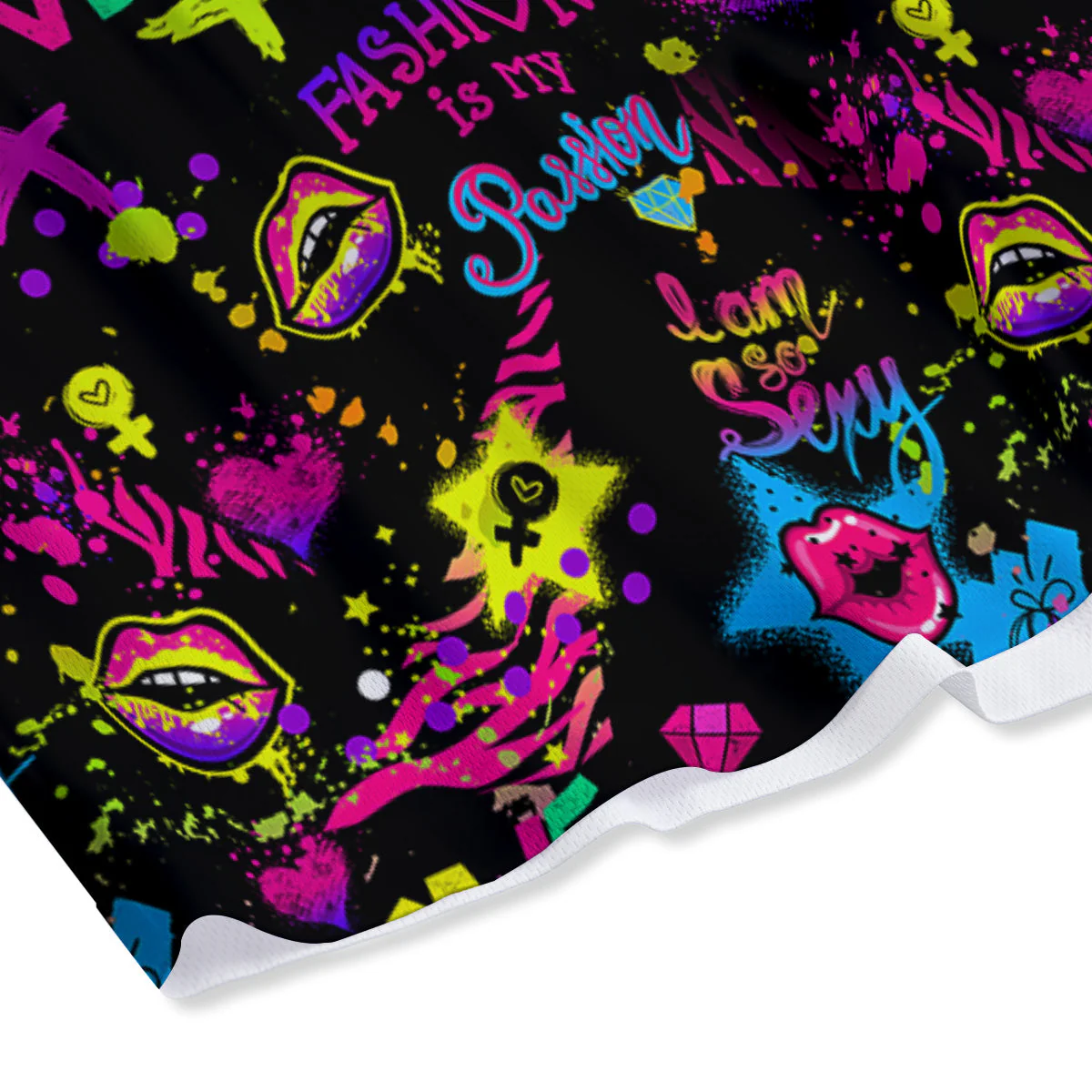 Abstract Graffiti Girlish Spray Paint Print Pattern Mesh Shorts - Image 4
