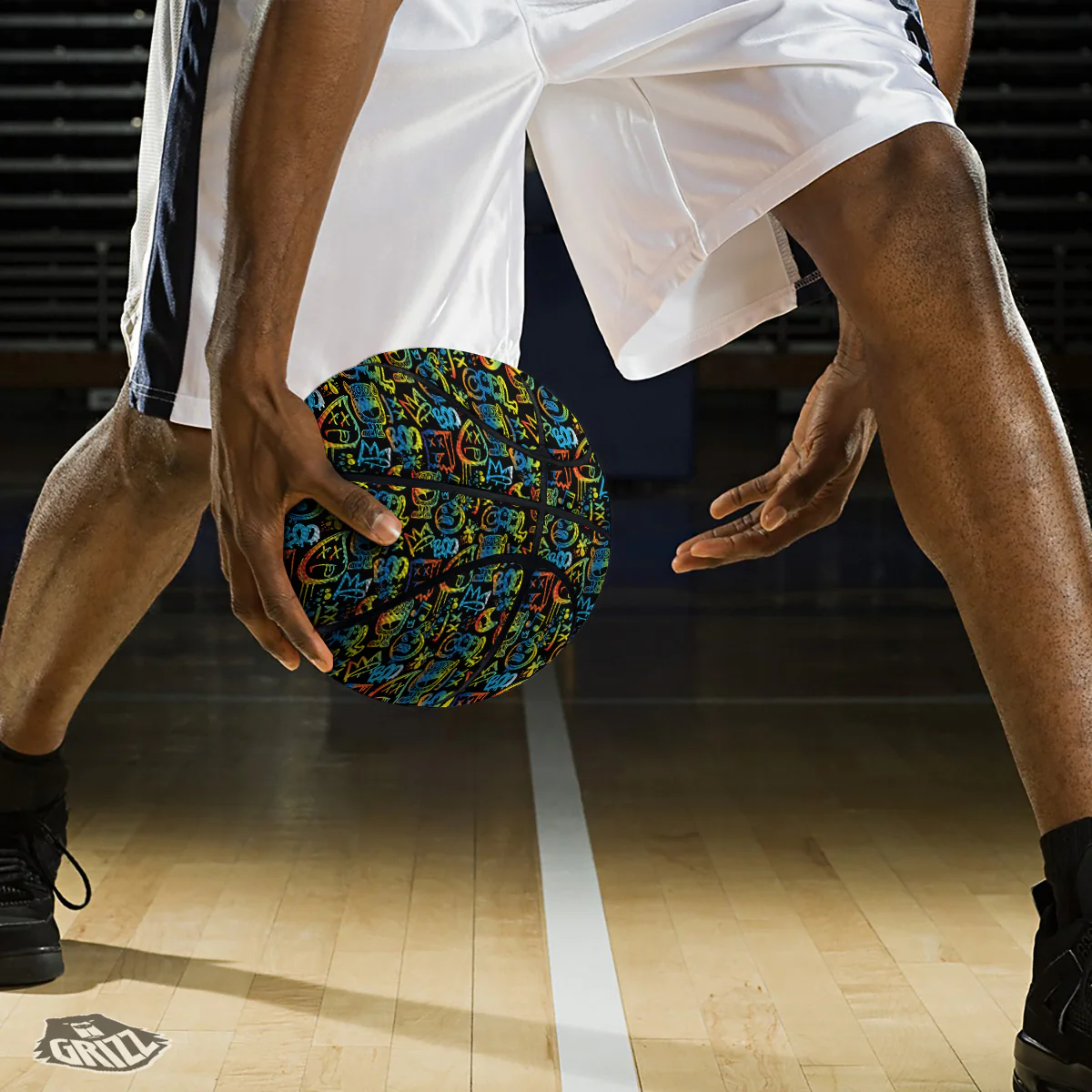 Abstract Graffiti Neon Monsters Print Pattern Basketball - Image 3