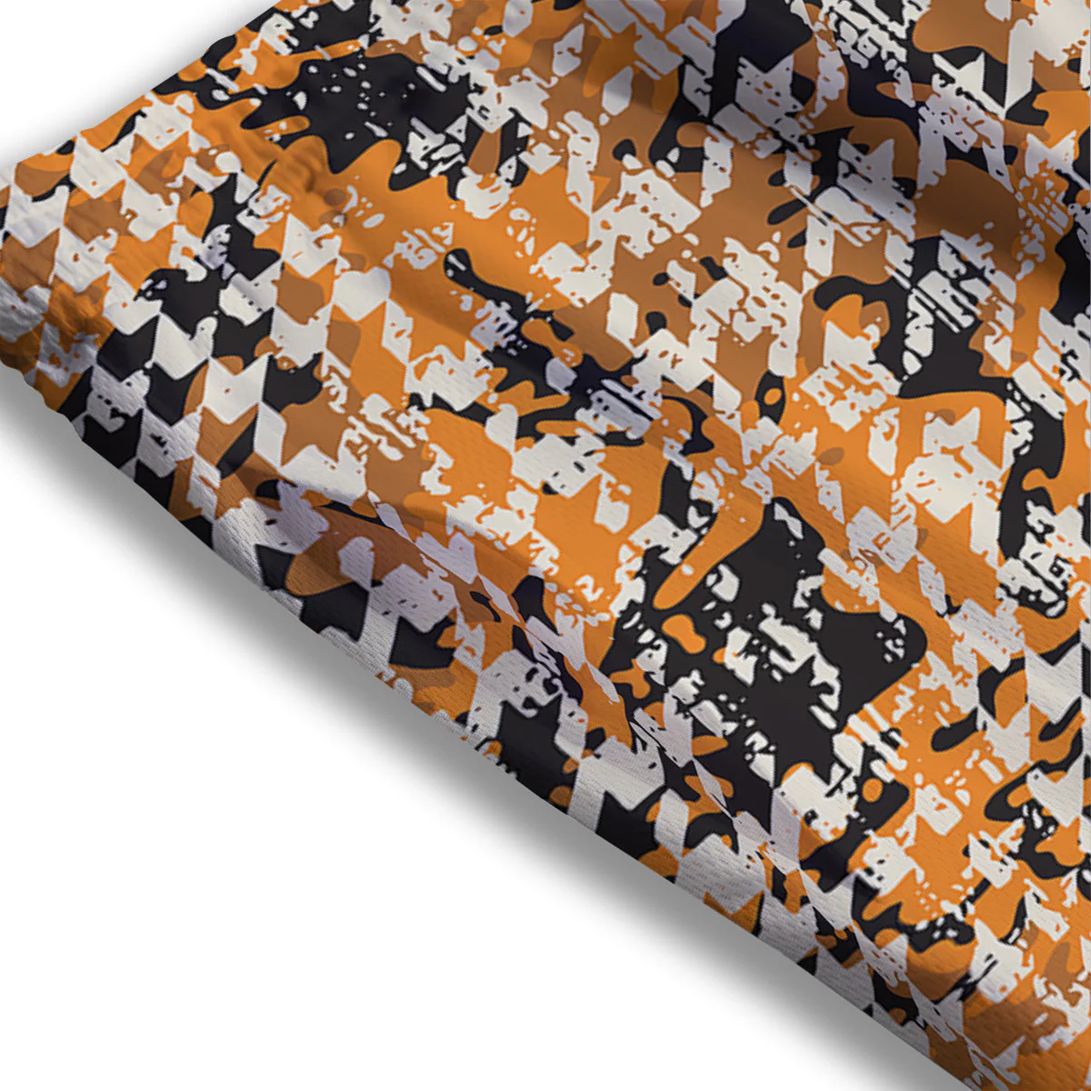 Abstract Grunge Houndstooth Camo Print Pattern Mesh Shorts - Image 3