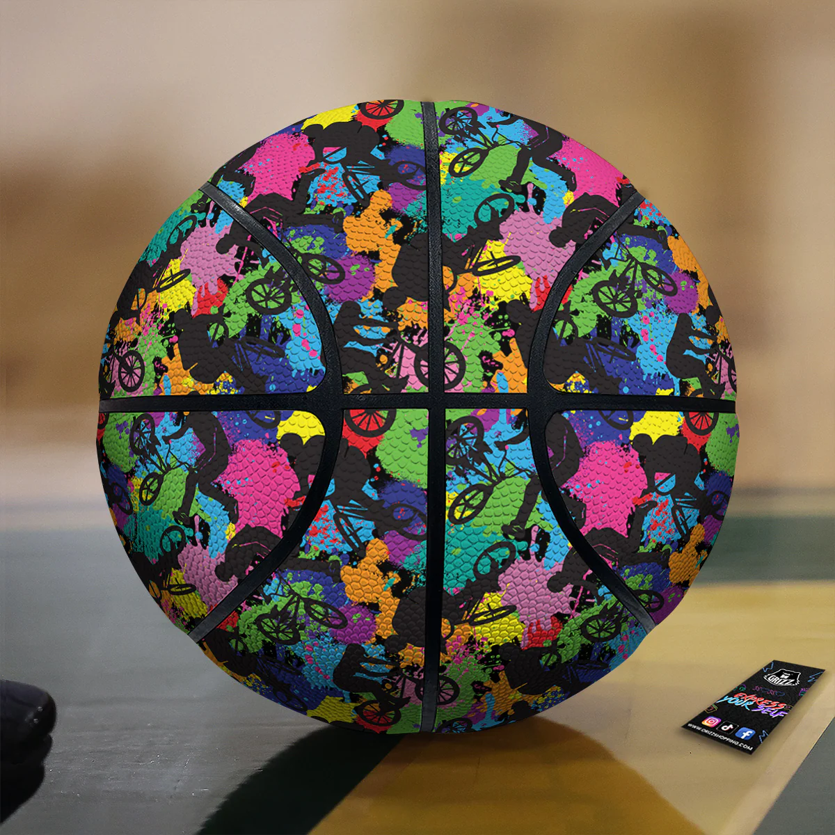 Abstract Grunge Urban Colorful Bicycle Print Pattern Basketball