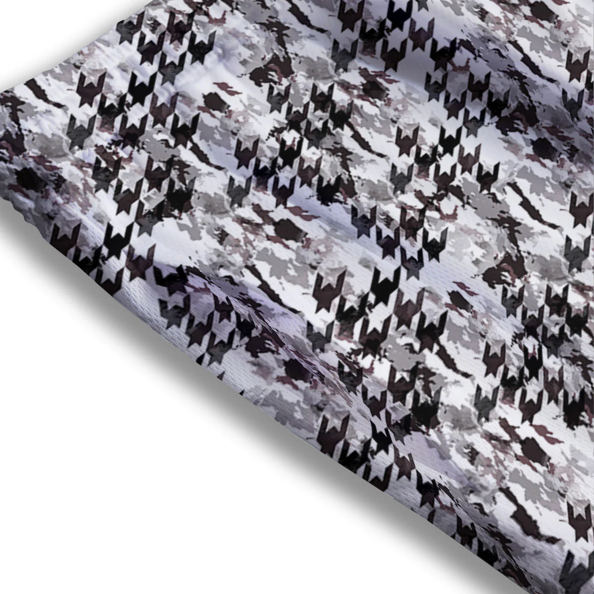 Abstract Houndstooth And Camo Print Pattern Mesh Shorts - Image 3