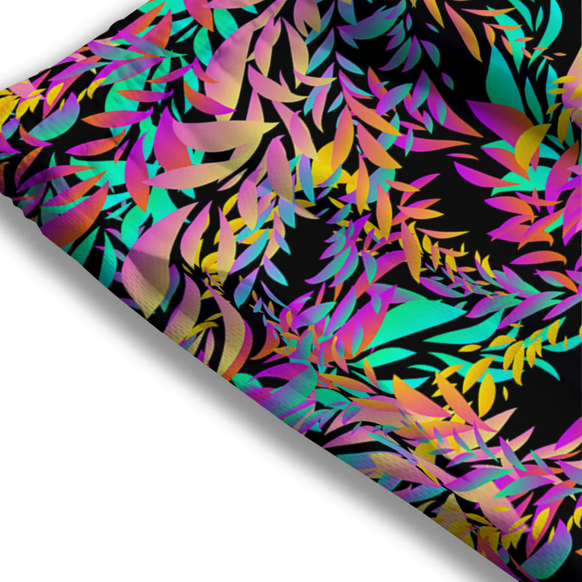 Abstract Leaf Neon Print Pattern Mesh Shorts - Image 3