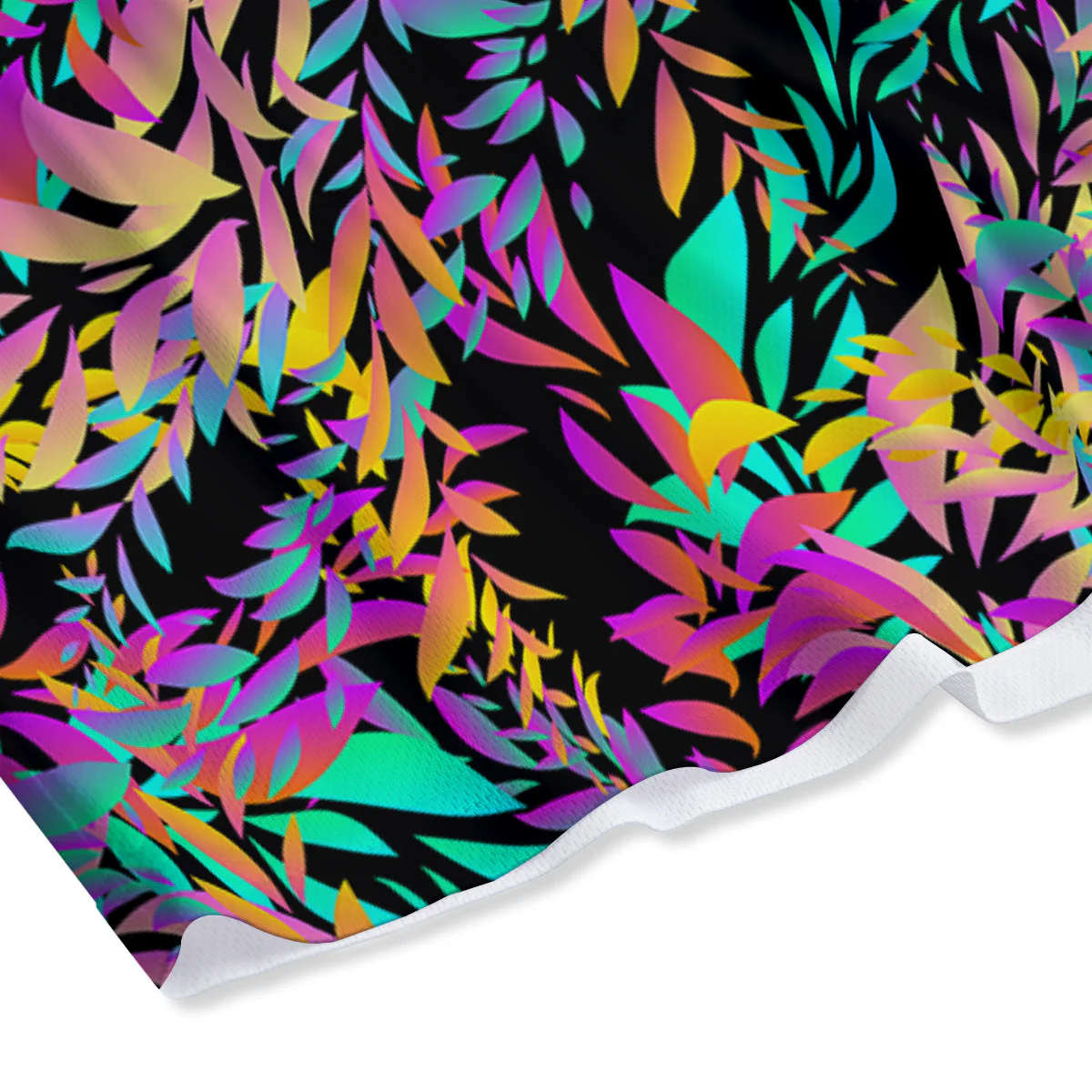 Abstract Leaf Neon Print Pattern Mesh Shorts - Image 4