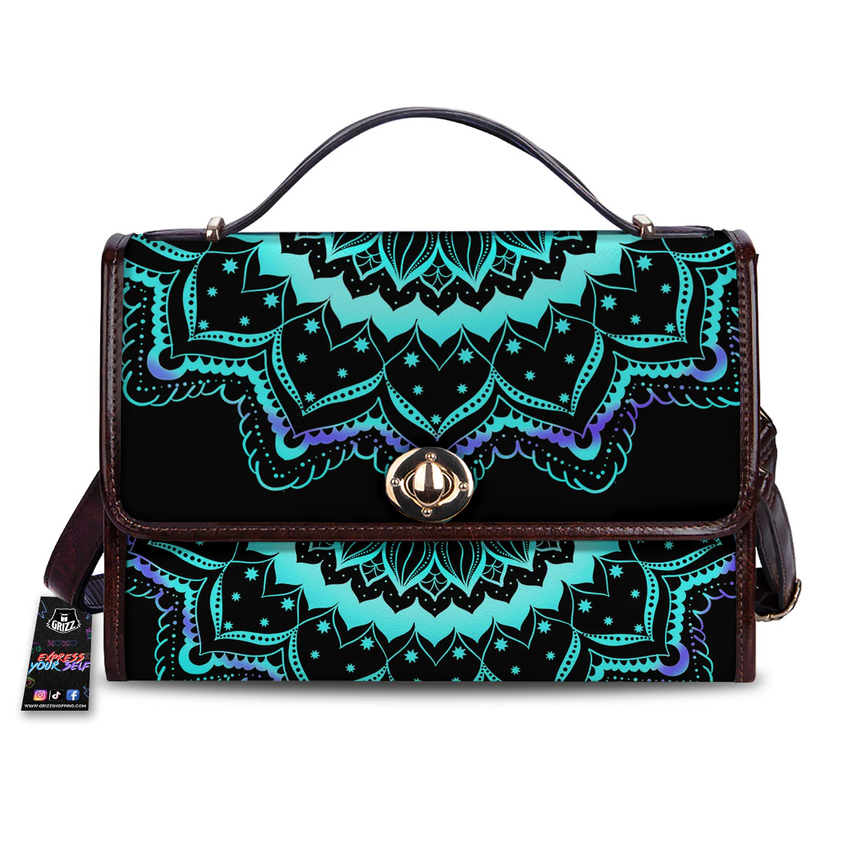 Abstract Mandala Teal And Purple Print Women's Satchel Bag