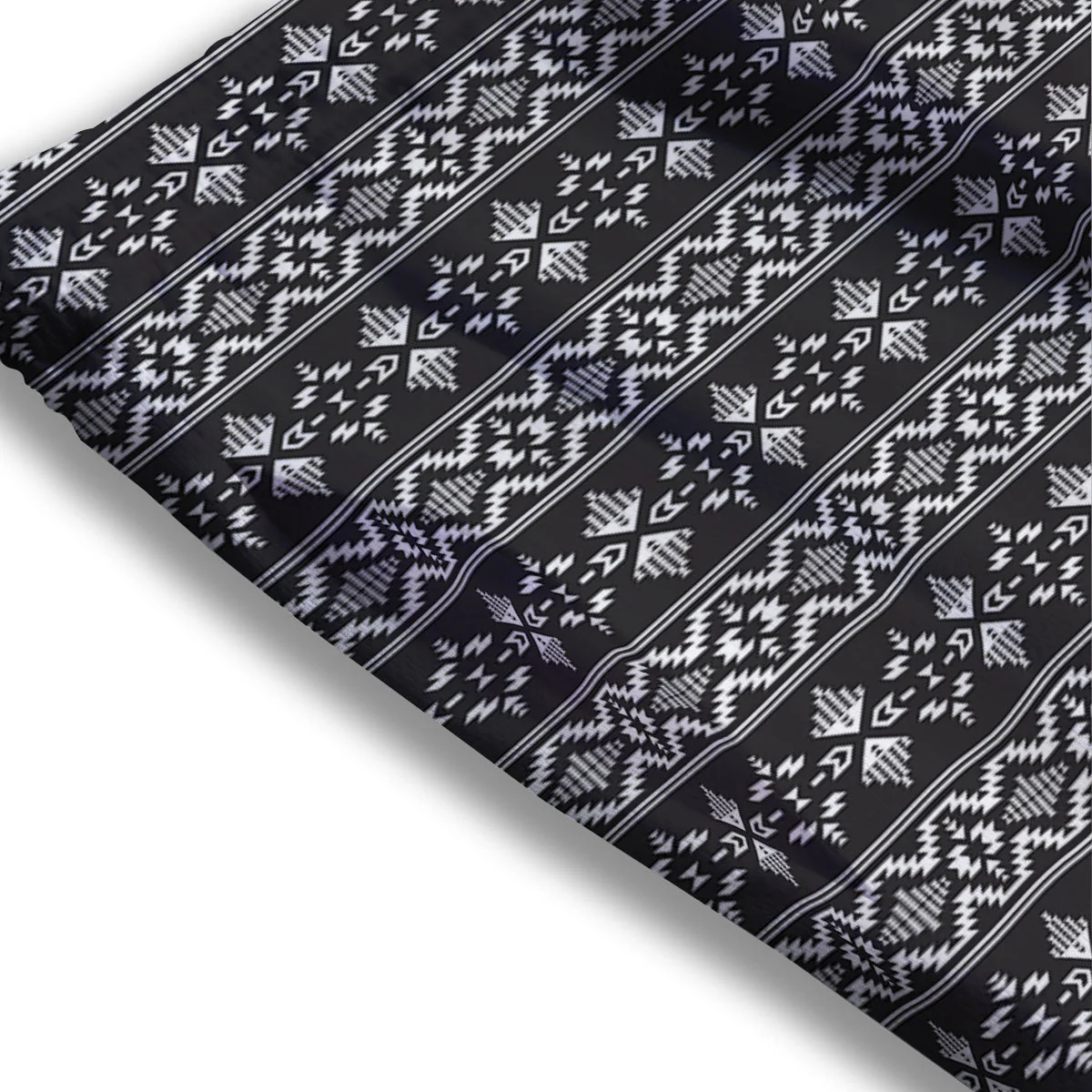 Abstract Navajo White And Black Print Mesh Shorts - Image 3