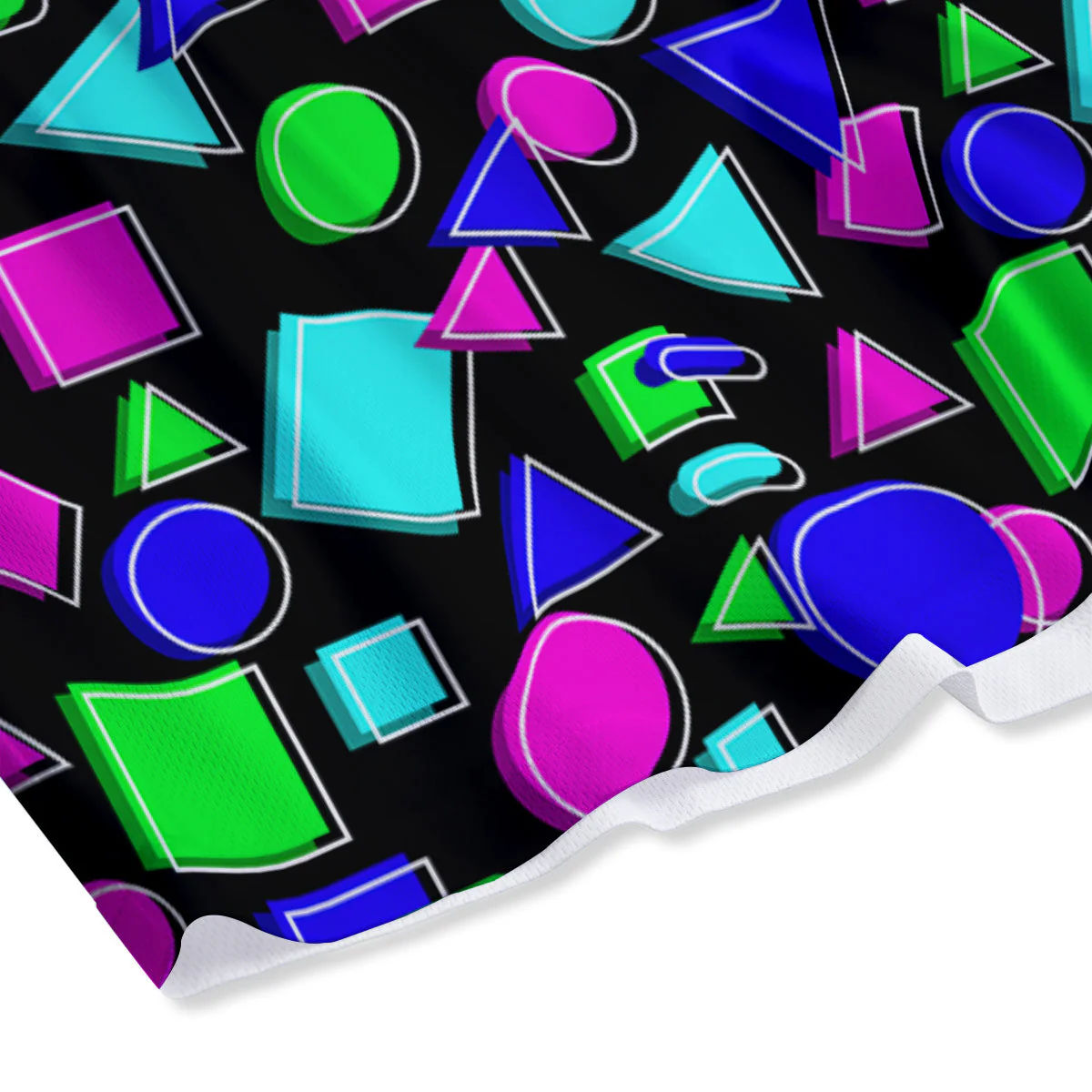 Abstract Neon Geometric Print Pattern Mesh Shorts - Image 4