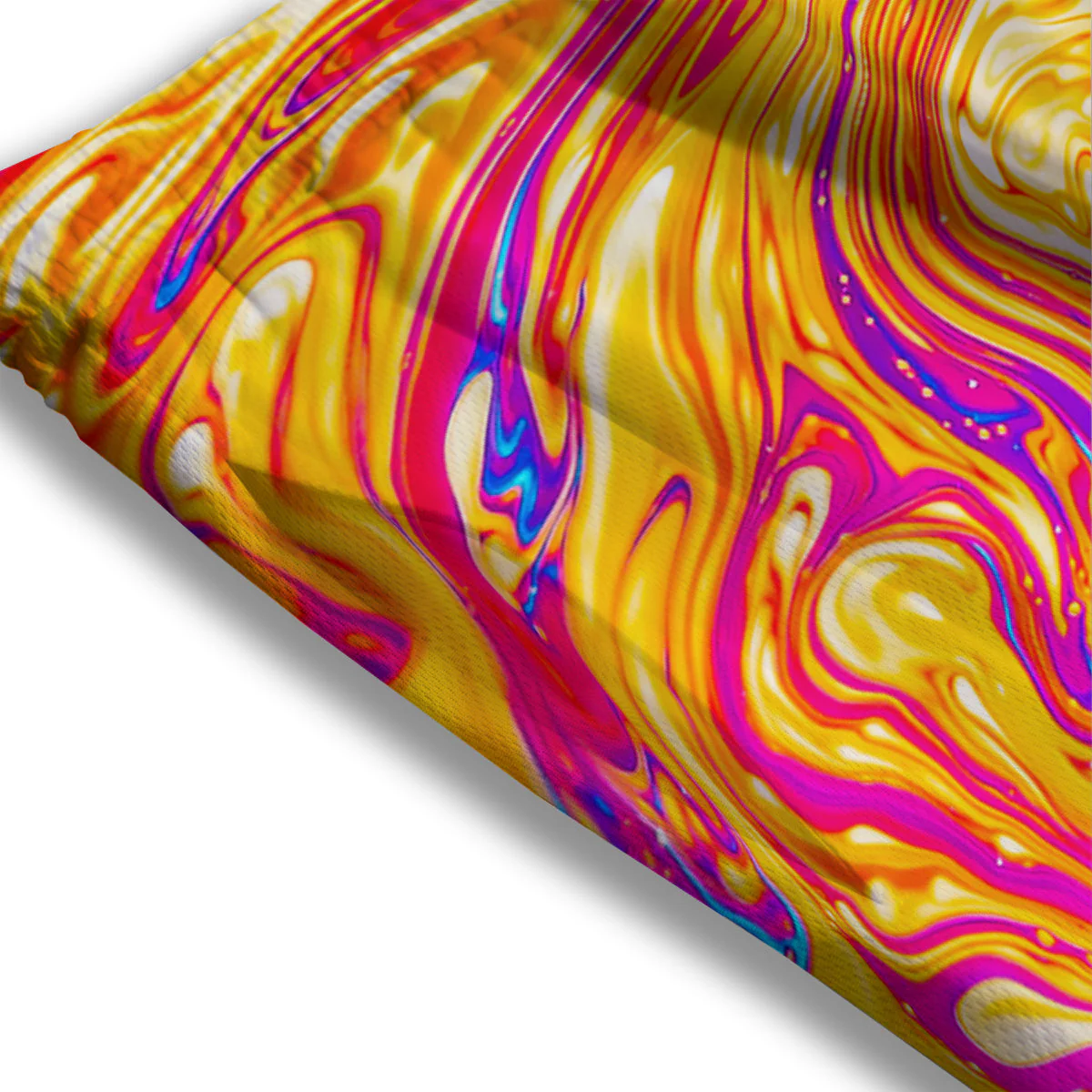 Abstract Orange Psychedelic Print Mesh Shorts - Image 3