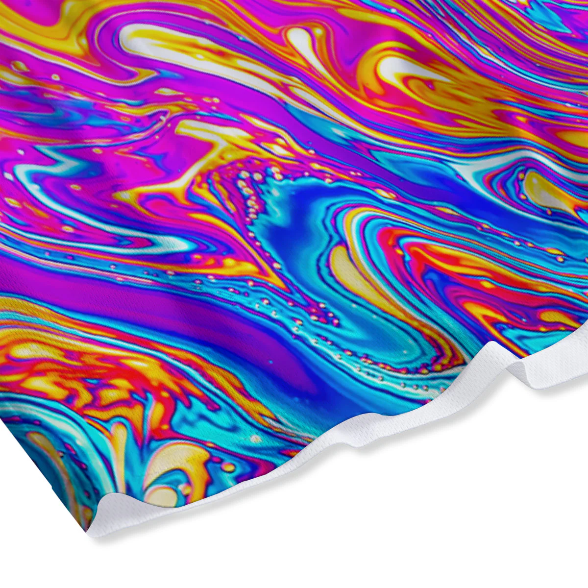 Abstract Orange Psychedelic Print Mesh Shorts - Image 4