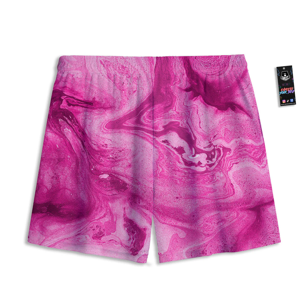 Abstract Pink Marble Print Mesh Shorts - Image 2