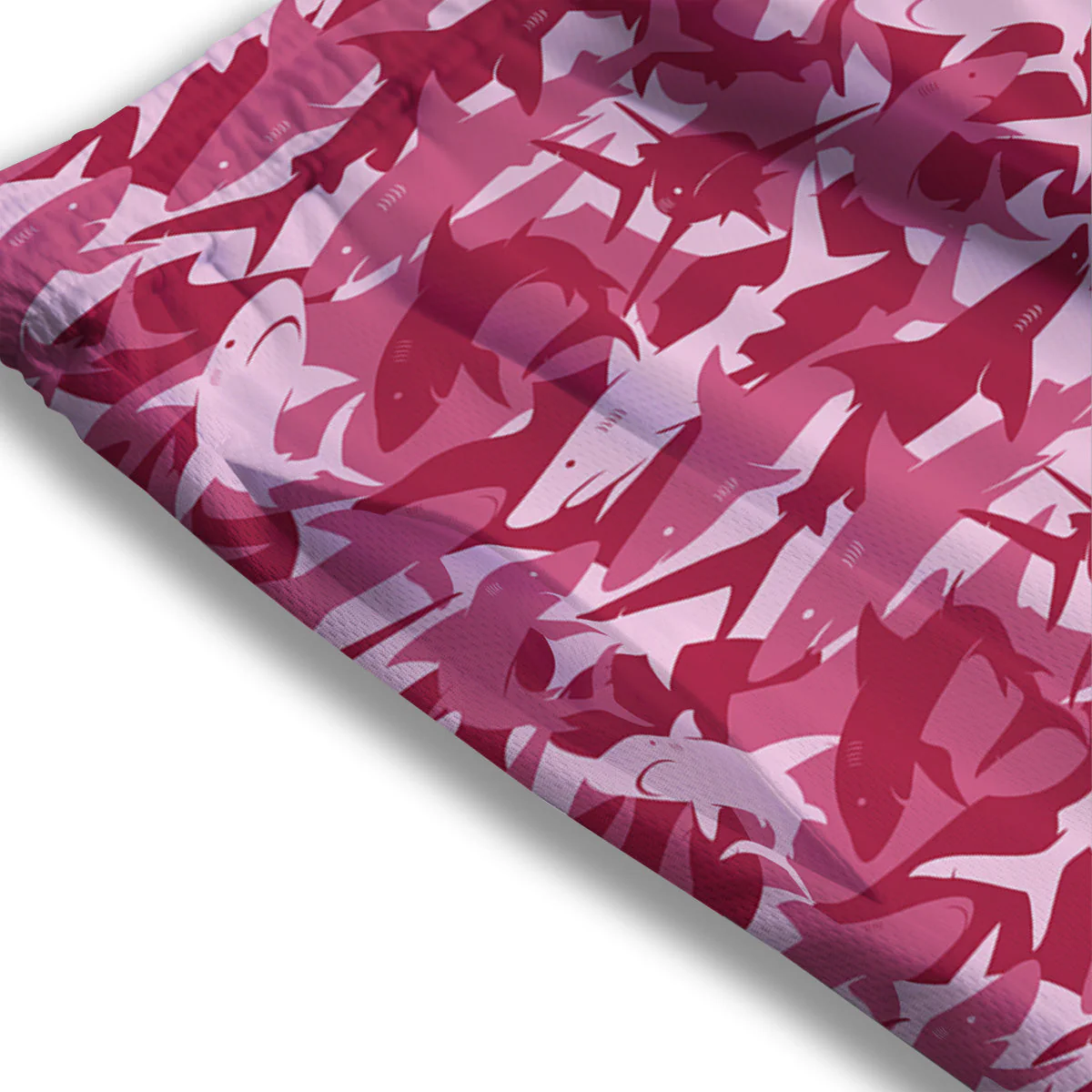 Abstract Pink Shark Camo Print Pattern Mesh Shorts - Image 3