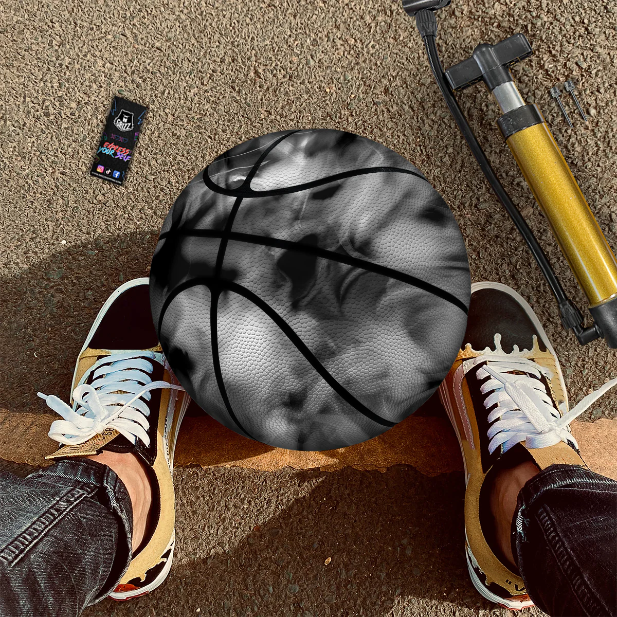 Abstract Psychedelic Liquid Smoke Print Basketball - Image 2