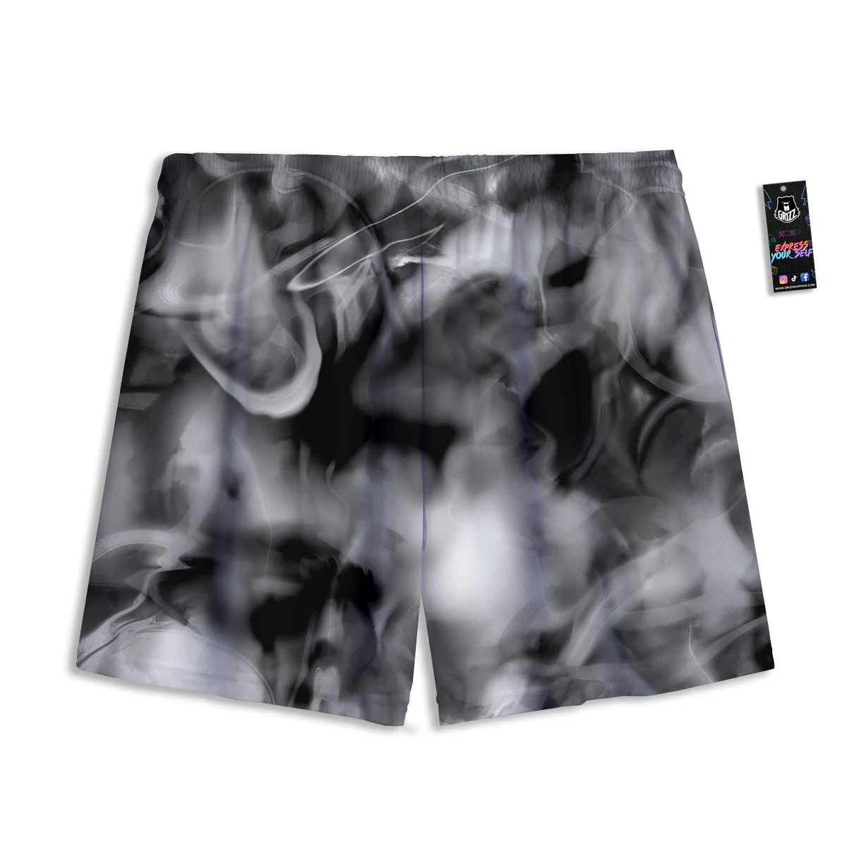 Abstract Psychedelic Liquid Smoke Print Mesh Shorts - Image 2