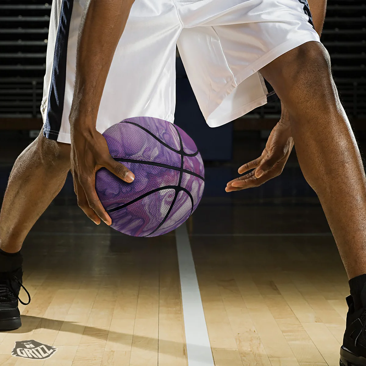 Abstract Purple Liquid Marble Print Basketball - Image 3
