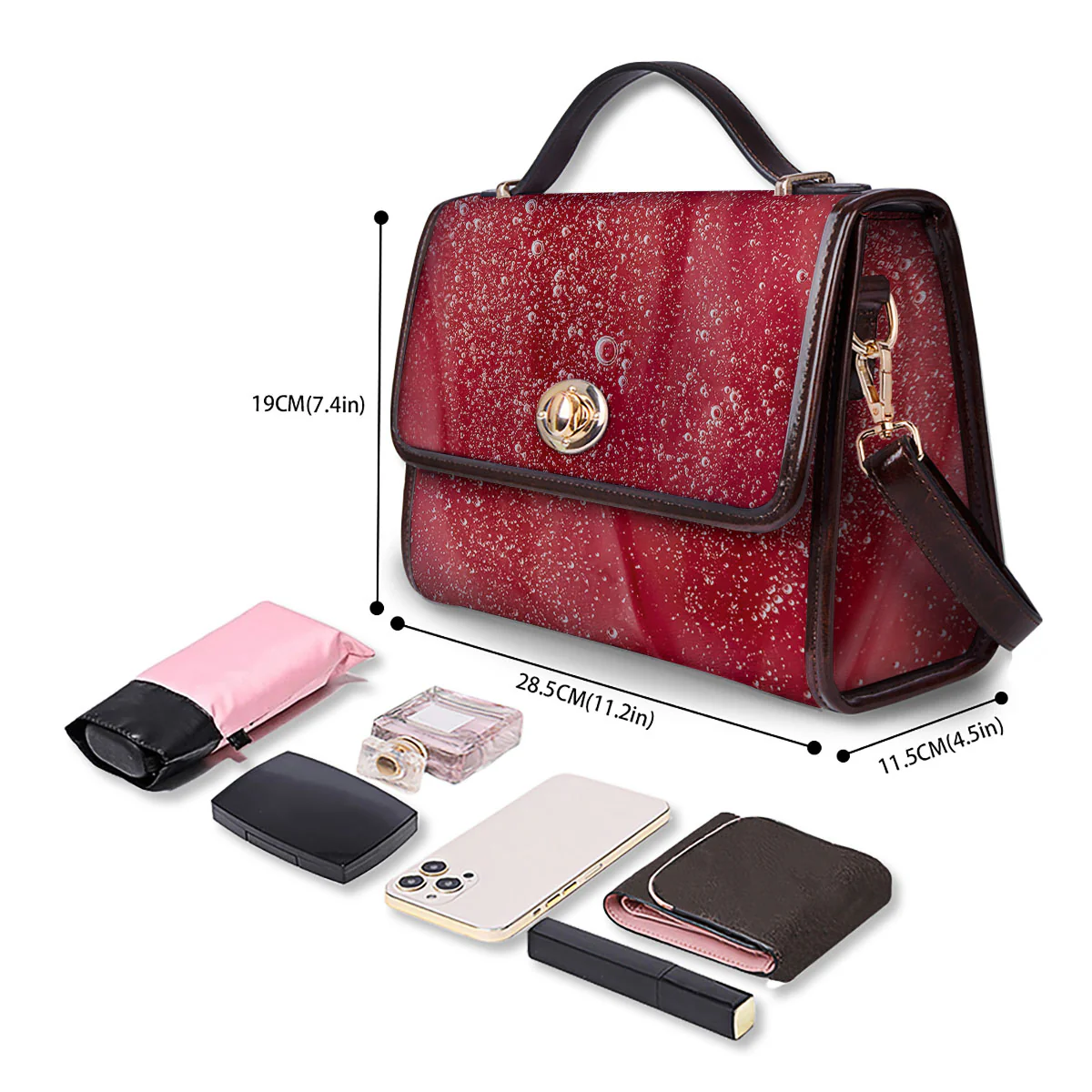 Abstract Red Liquid Women's Satchel Bag - Image 4