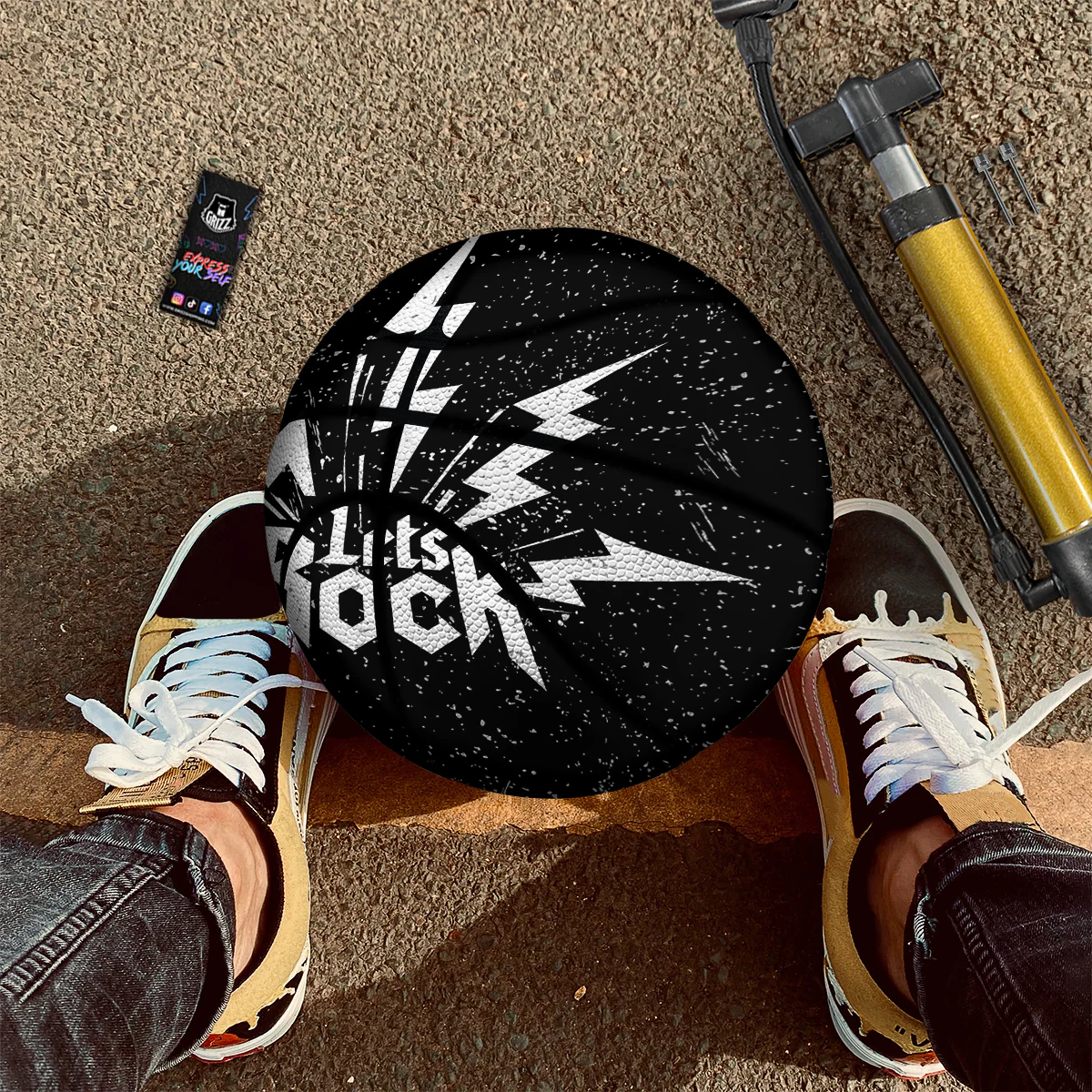 Abstract Rock Grunge Monochrome Print Basketball - Image 2