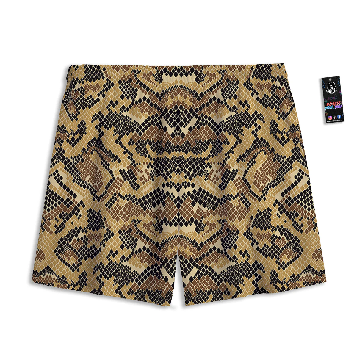 Abstract Snake Skin Print Mesh Shorts - Image 2