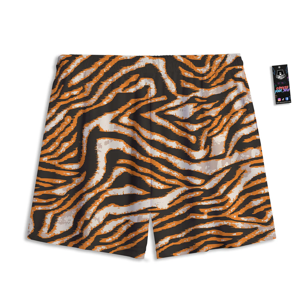 Abstract Tiger Skin Grunge Print Mesh Shorts - Image 2