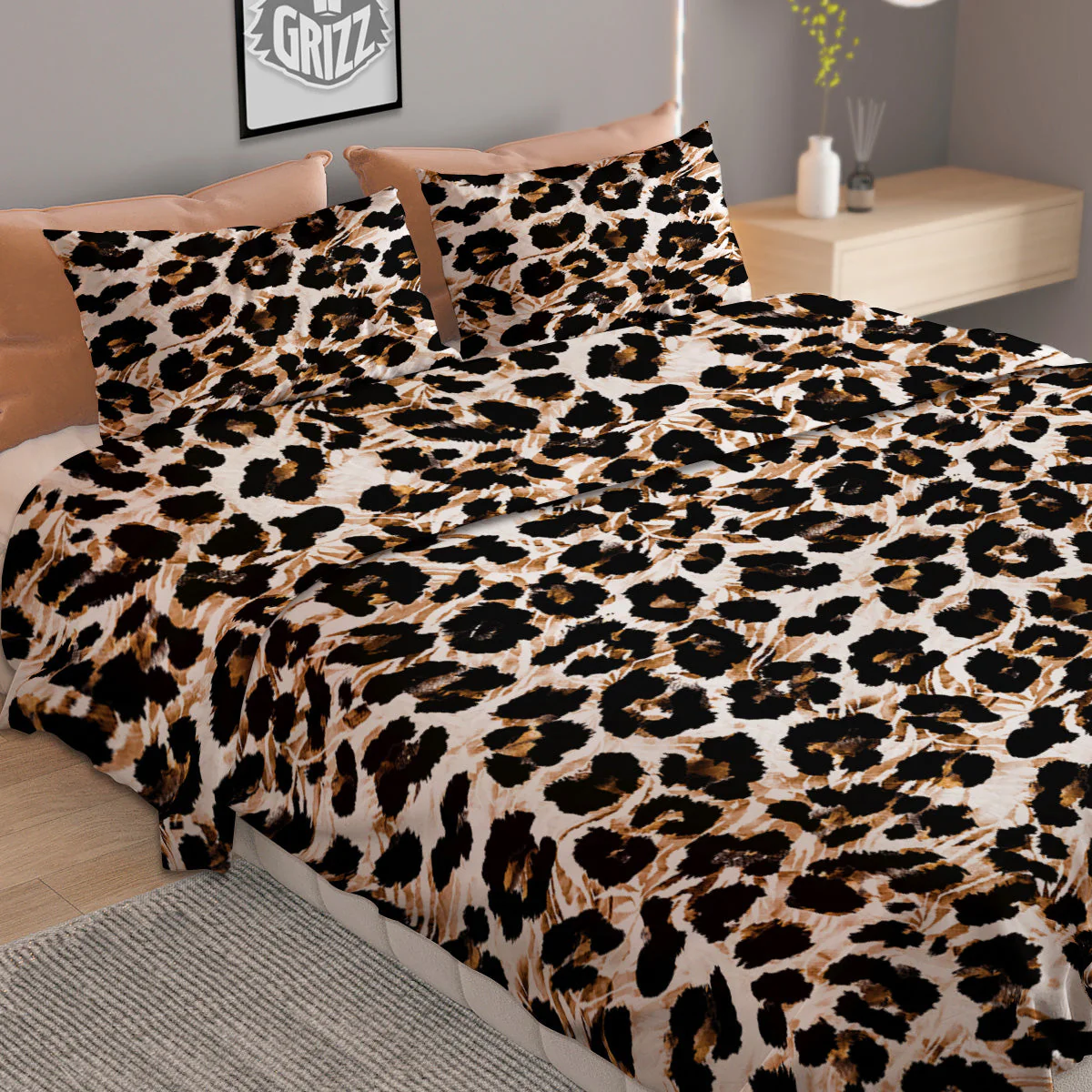 Abstract Watercolor Leopard Print Pattern Duvet Cover Bedding Set - Image 2