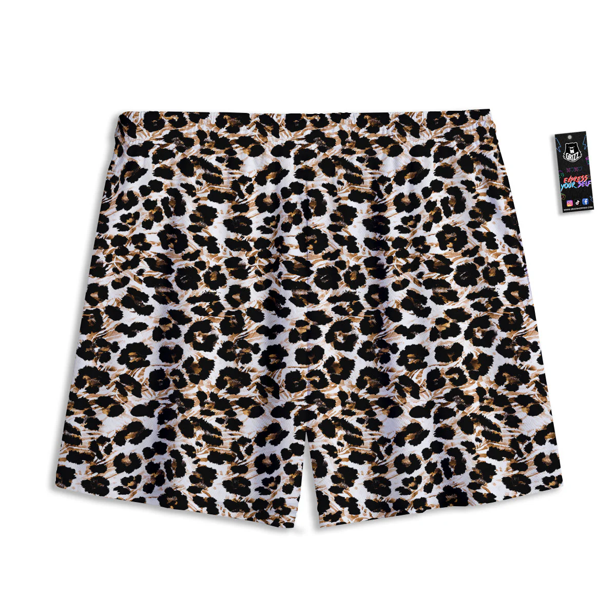 Abstract Watercolor Leopard Print Pattern Mesh Shorts - Image 2