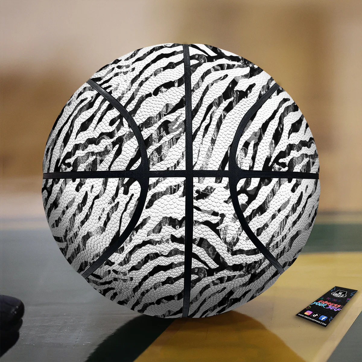 Abstract Watercolor Tie Dye Zebra Print Basketball