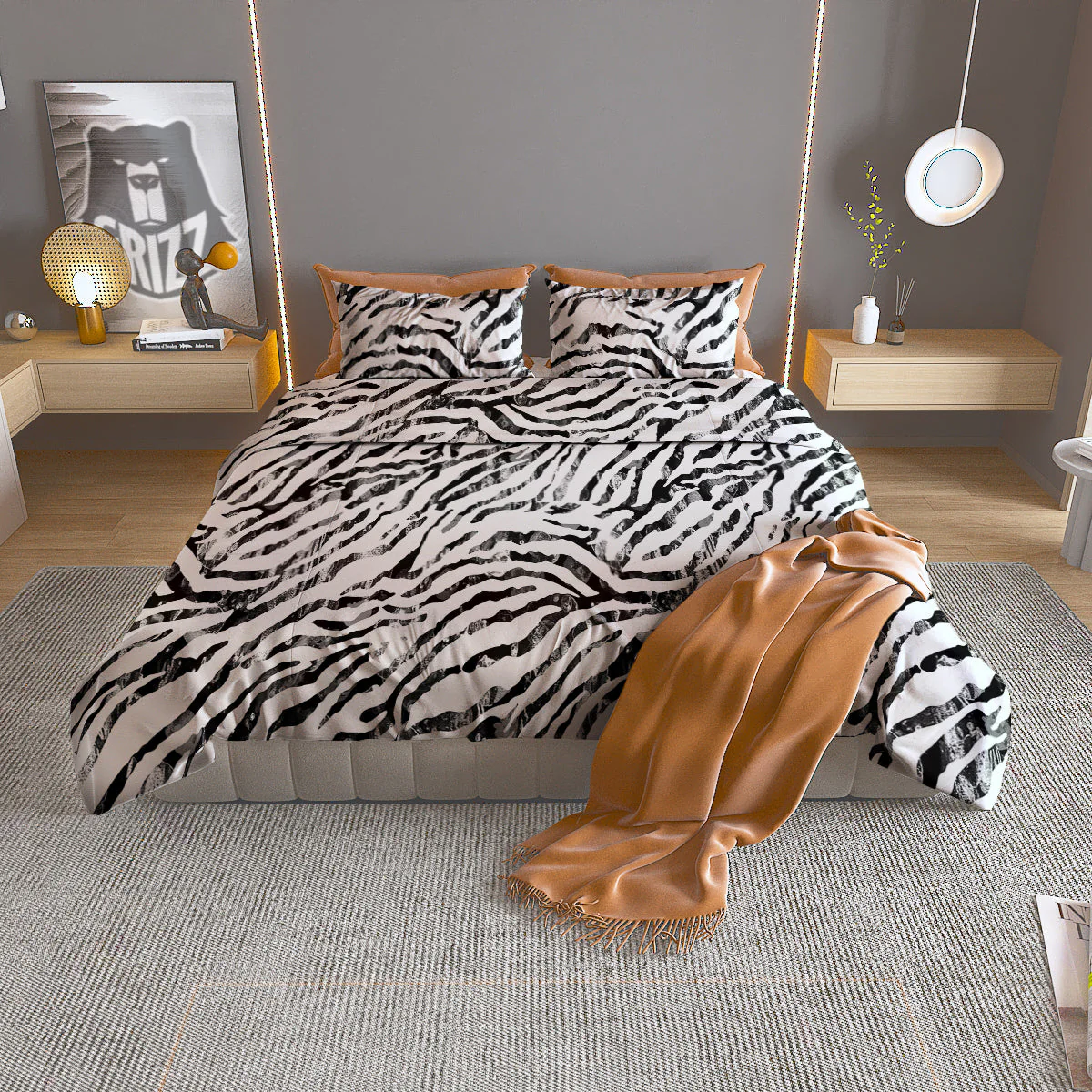 Abstract Watercolor Tie Dye Zebra Print Duvet Cover Bedding Set