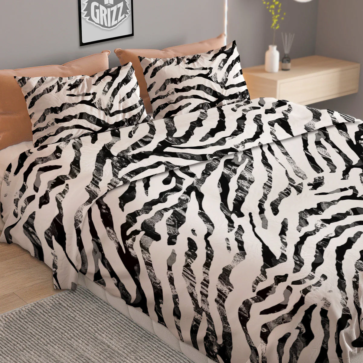 Abstract Watercolor Tie Dye Zebra Print Duvet Cover Bedding Set - Image 2