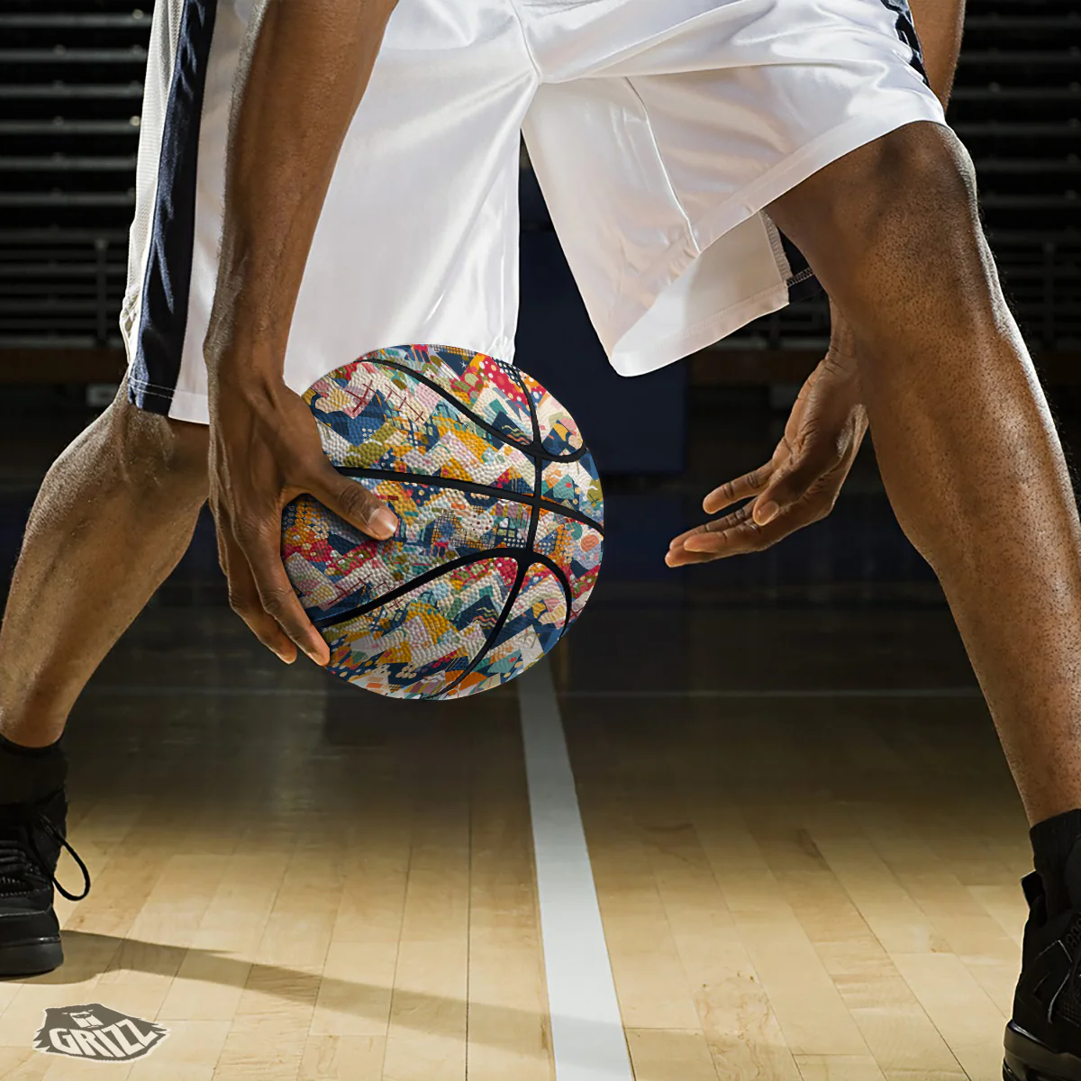 Abstract Zigzag Colorful Graffiti Style Print Pattern Basketball - Image 3