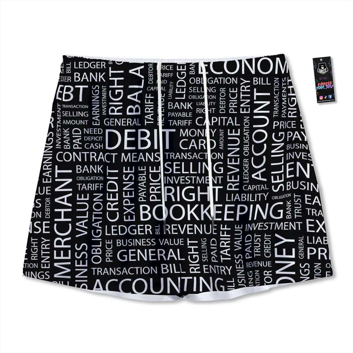 Accounting Word Print Mesh Shorts
