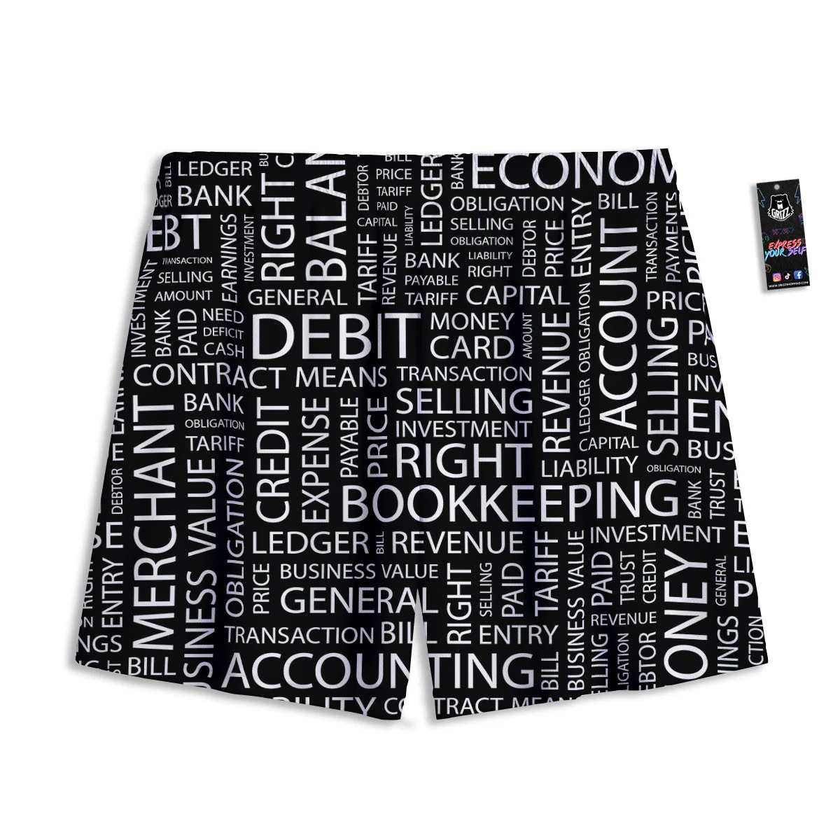 Accounting Word Print Mesh Shorts - Image 2