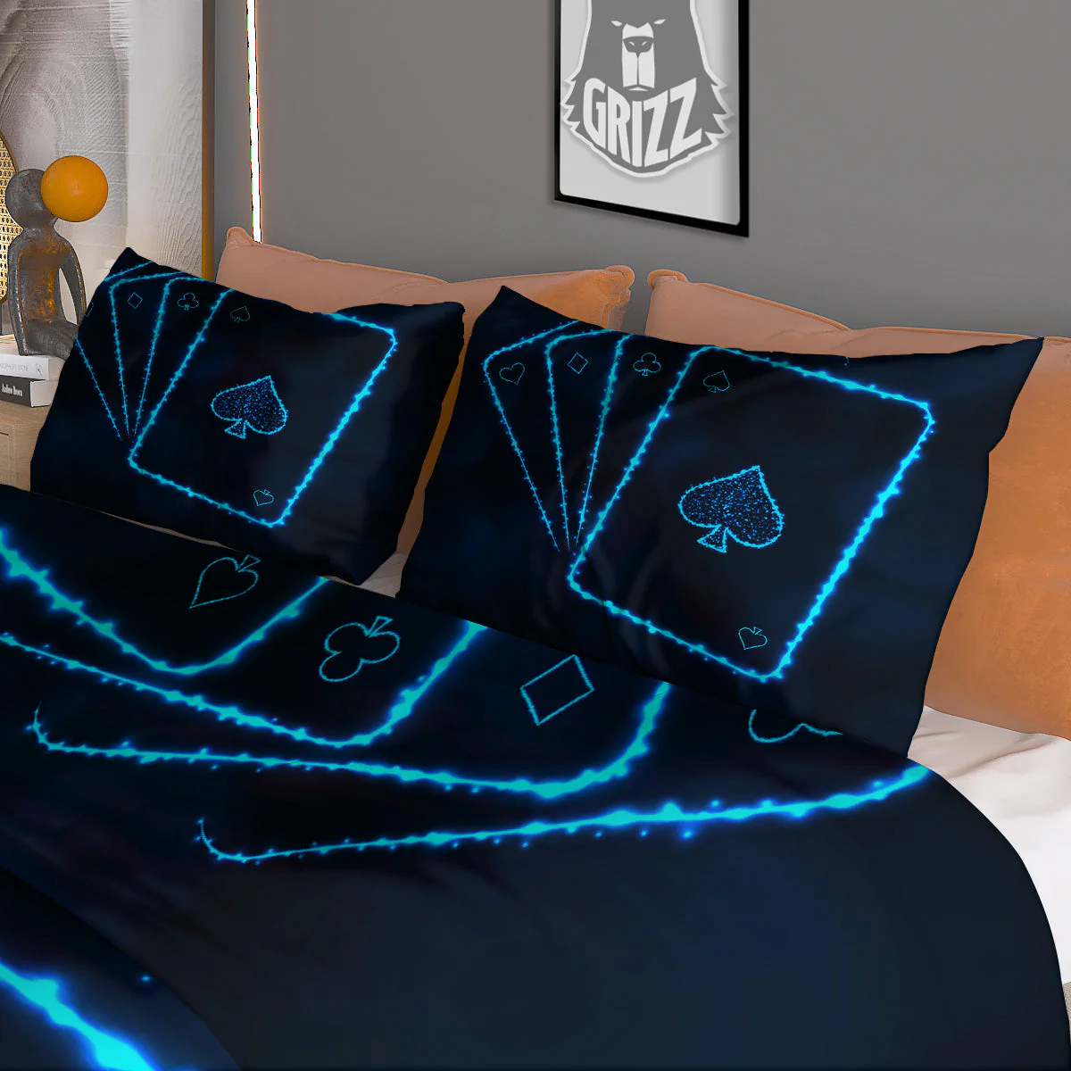 Ace Card Blue Print Duvet Cover Bedding Set - Image 3