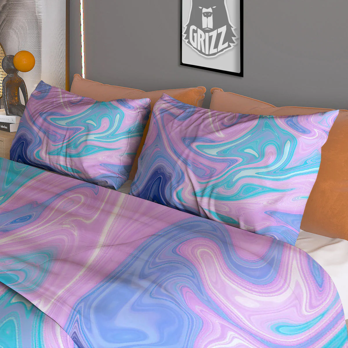 Acid Melt Blue And Pink Print Duvet Cover Bedding Set - Image 3