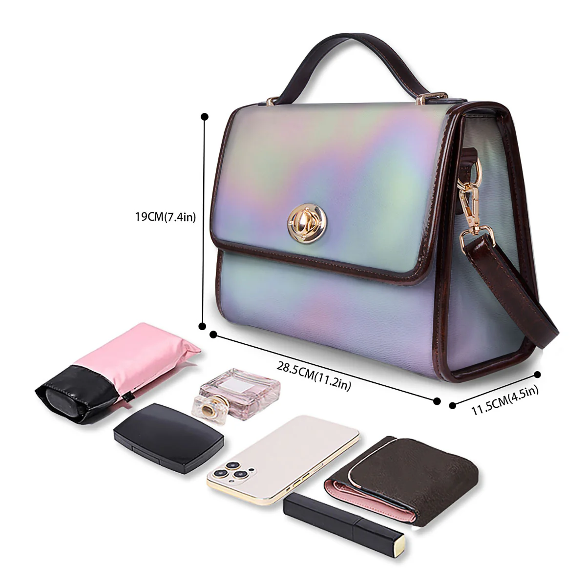 Acid Melt Pastel Print Women's Satchel Bag - Image 4