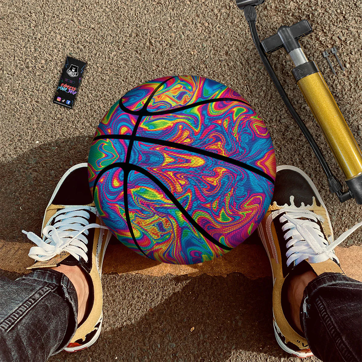 Acid Psychedelic Print Pattern Basketball - Image 2